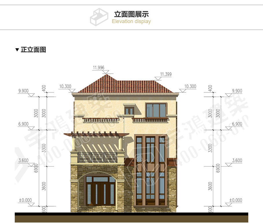 9x13米西班牙三層鄉(xiāng)村別墅設計圖紙