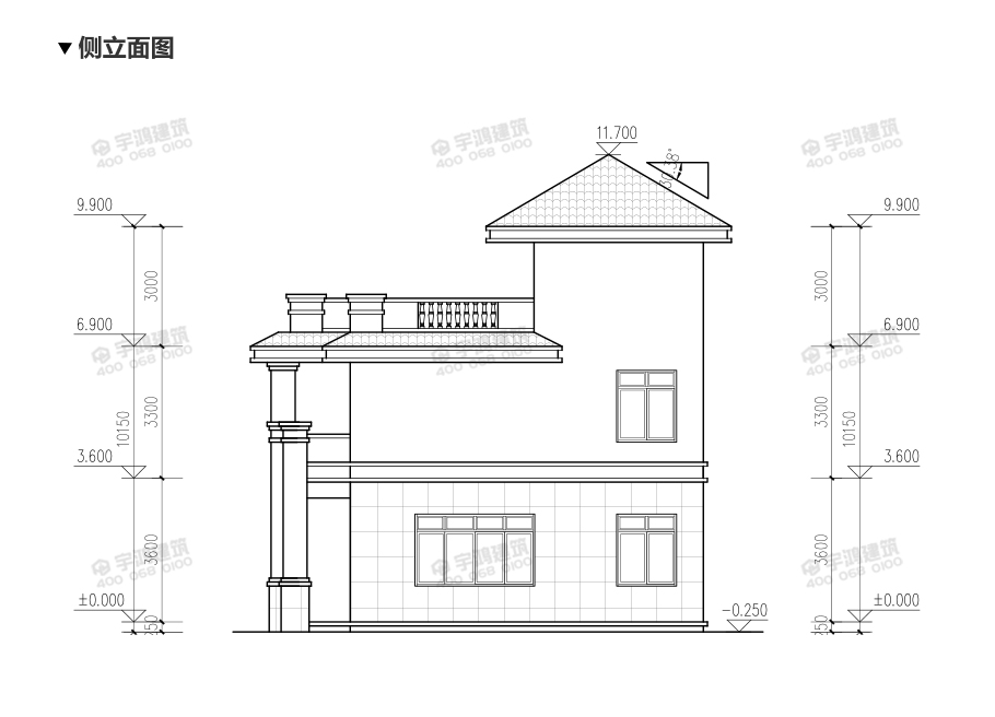 173平帶露臺三層農村小別墅設計圖紙