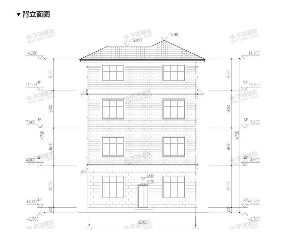 漂亮四層帶露臺(tái)農(nóng)村別墅設(shè)計(jì)圖紙