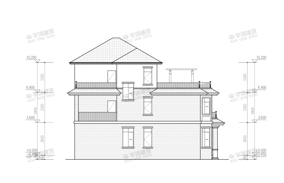 180平英式帶露臺農村小別墅設計圖及效果圖
