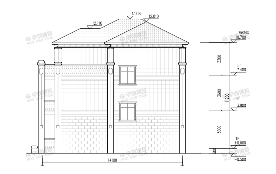 氣派農(nóng)村30萬別墅款式三層設(shè)計(jì)圖，帶堂屋神龕