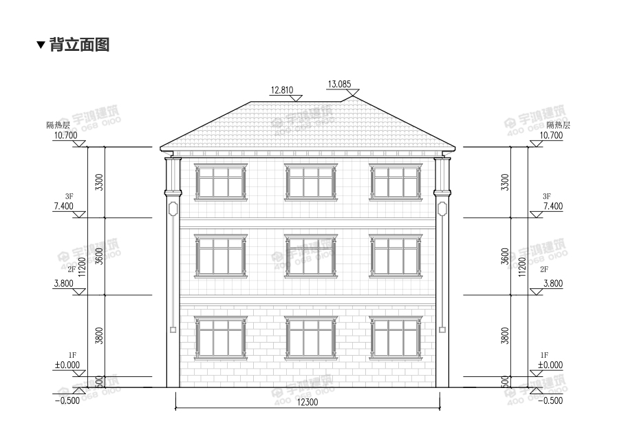 氣派農(nóng)村30萬別墅款式三層設(shè)計(jì)圖，帶堂屋神龕