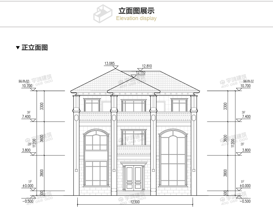 氣派農(nóng)村30萬別墅款式三層設(shè)計(jì)圖，帶堂屋神龕