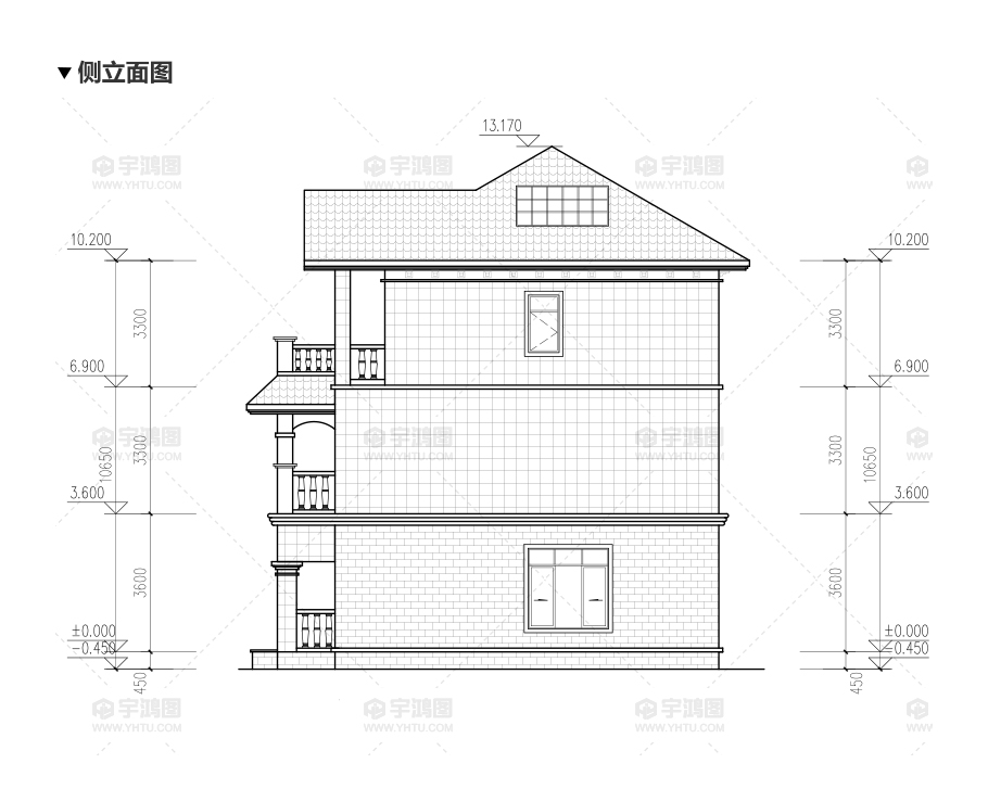 120平方米帶客廳中空農村房屋設計圖紙，外觀高端大氣